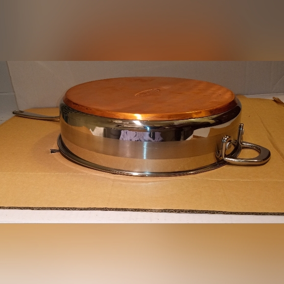 Club Pro Cuisine Stainless Steel 12" Frying Pan Jumbo Cooker w/ Copper Bottom - Picture 5 of 8